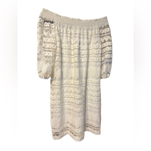 Trina Turk hoku embroidery lace off shoulder mini dress size M - Picture 3 of 13